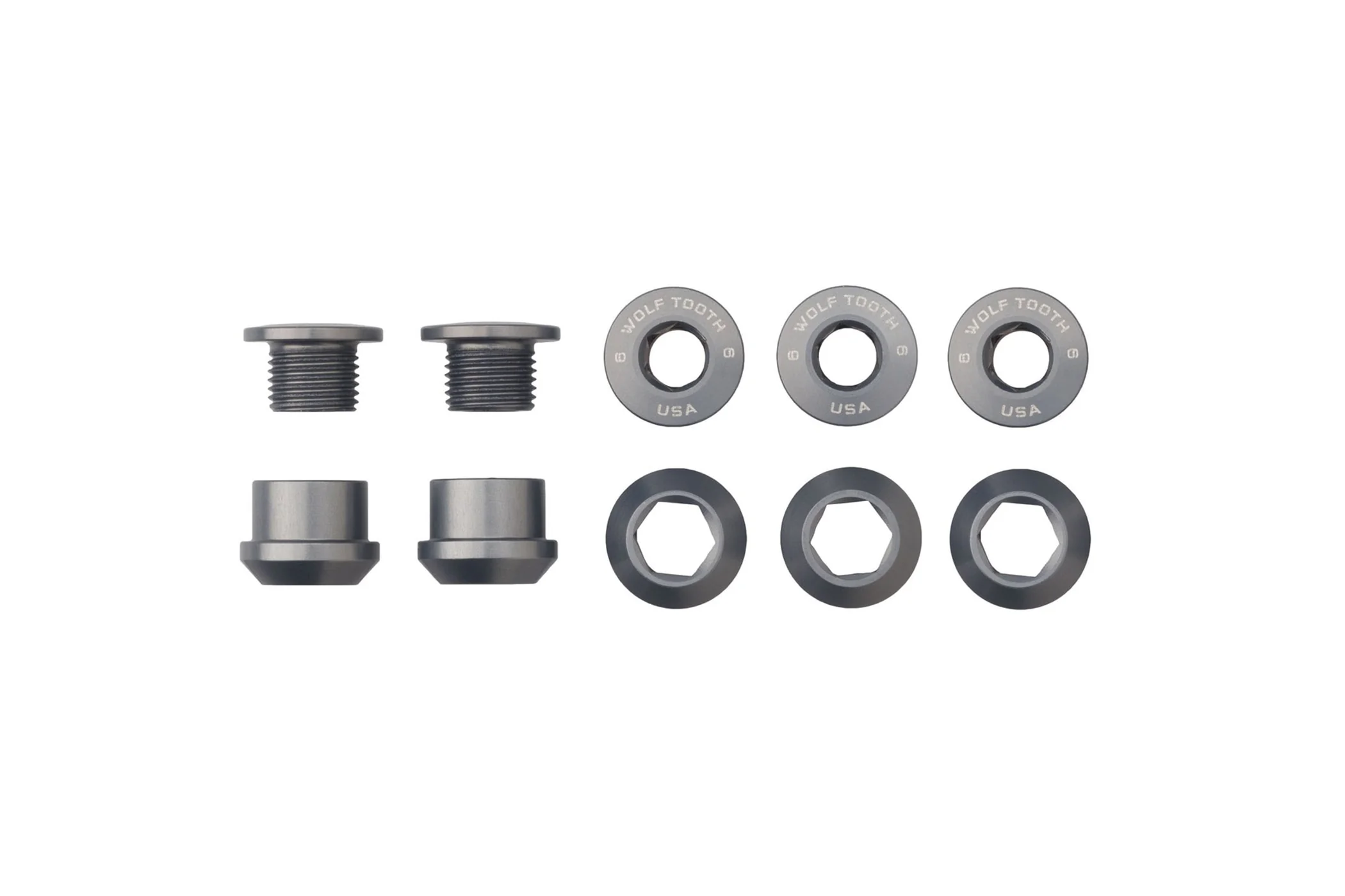 Wolf Tooth 1x Chainring Bolt Set 6mm Dual Hex Fittings Set of 5 for 1X Chainrings