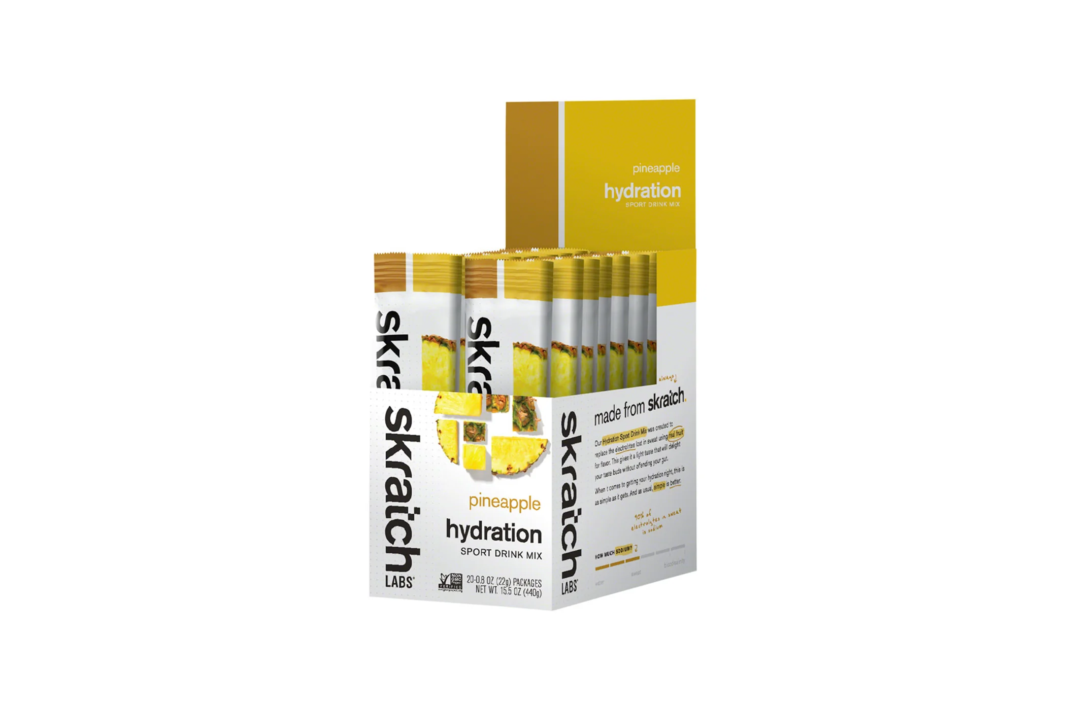 Skratch Labs Sport Hydration Drink Mix - Pineapple Box of 20 Single Serving Packets
