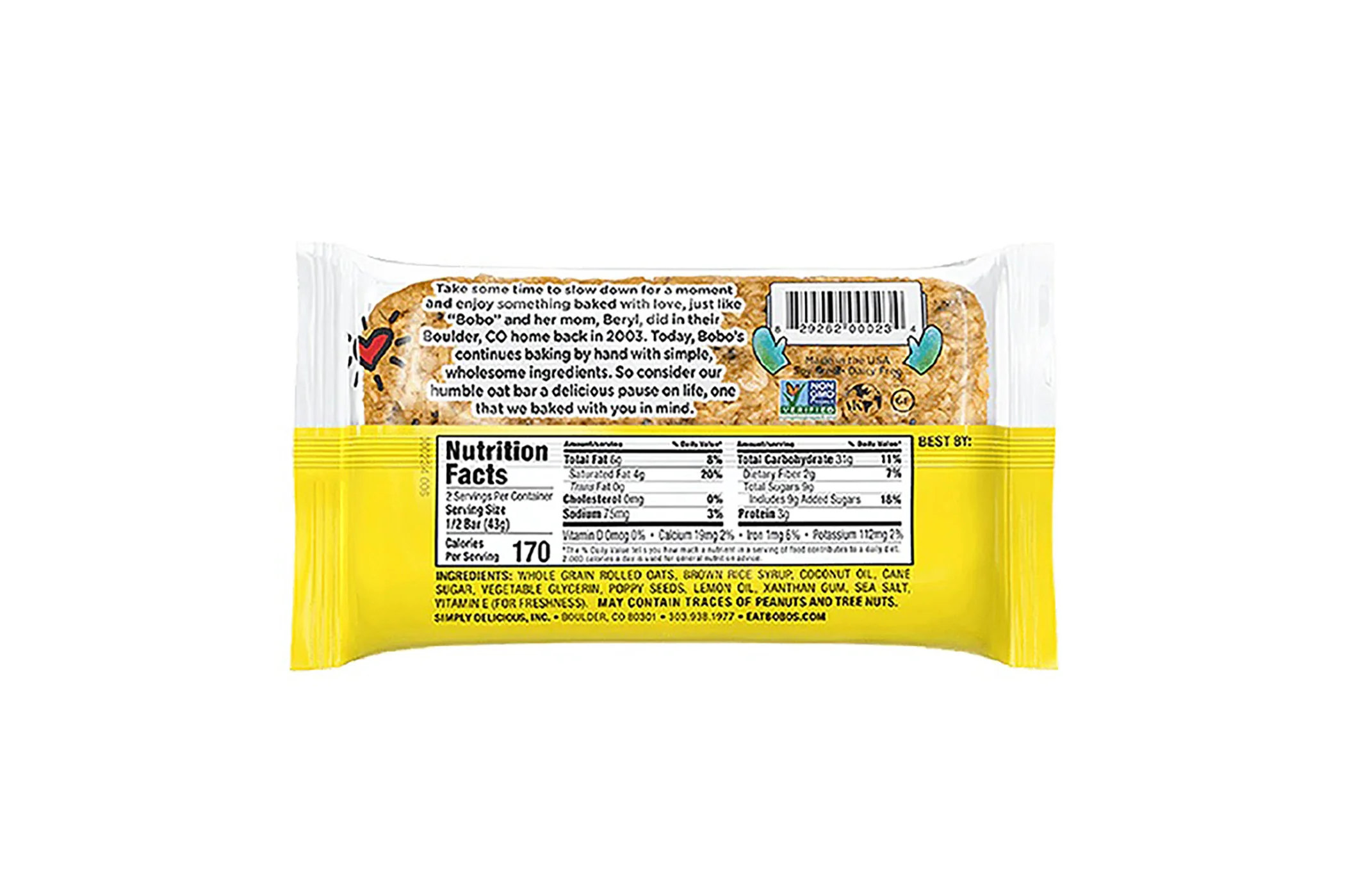Bobo's Oat Bars Lemon Poppyseed 12 Pack - Image 2