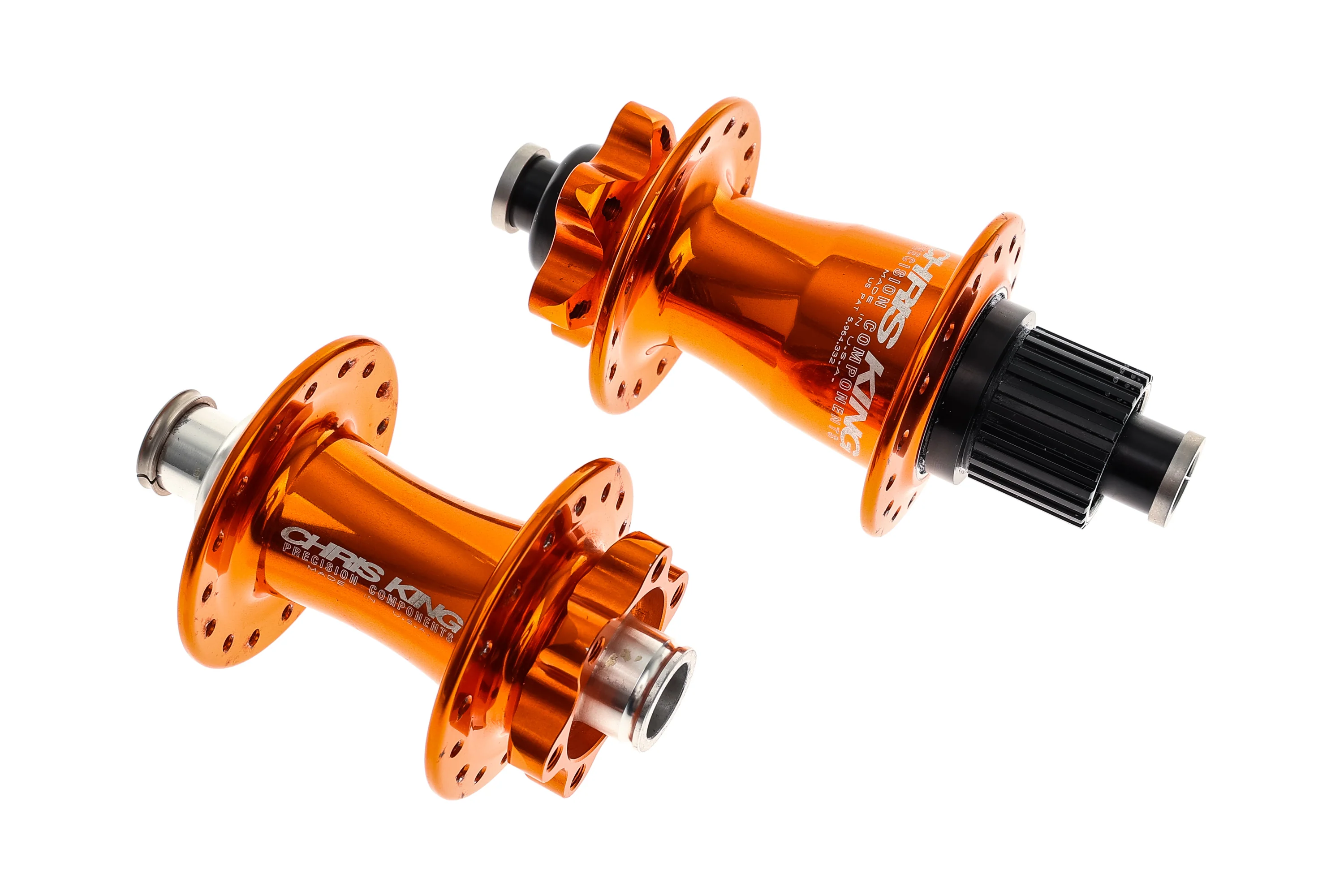 Chris King ISO Hub Set Shimano MicroSpline 12 Speed 15x110mm / 12x148mm 32H 6-Bolt Orange