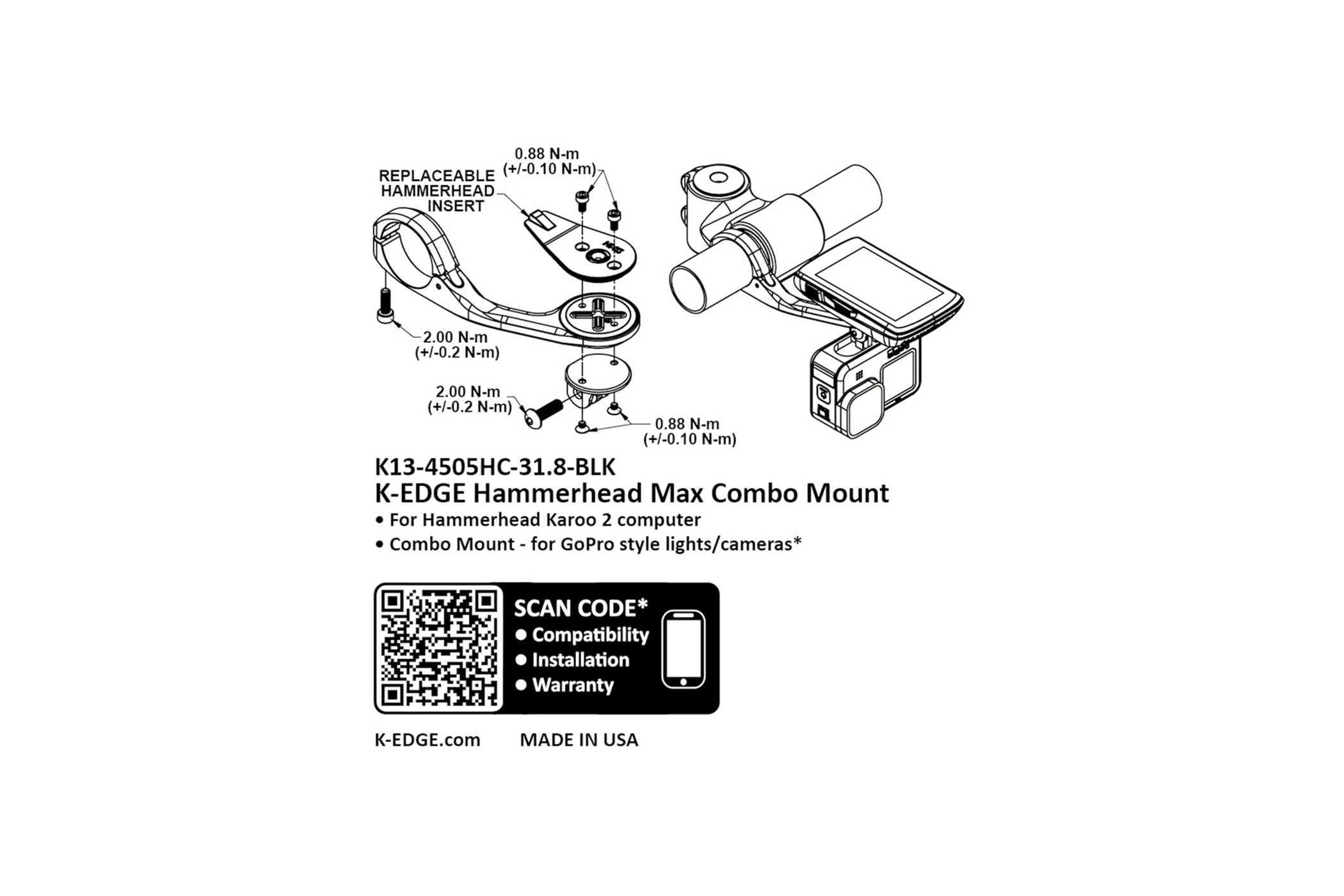 K-Edge Hammerhead Max XL Combo Mount - 31.8mm - Image 3