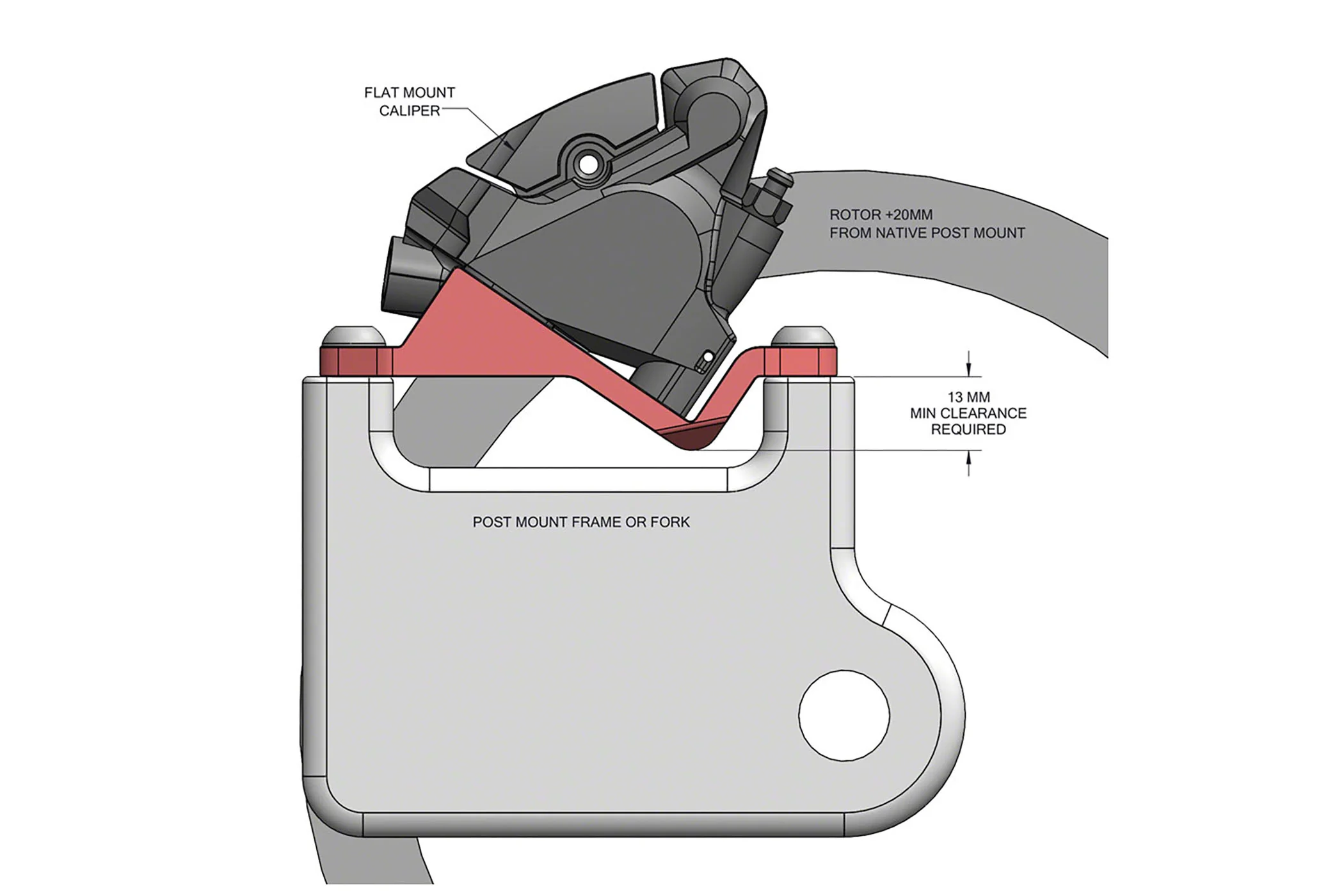 Wolf Tooth Post to Flat Mount Disc Brake Adapter +20mm - Image 2